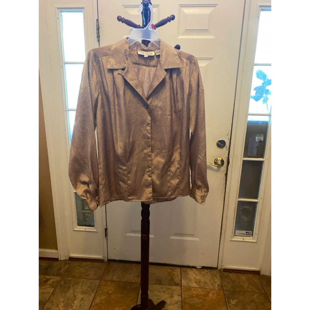 Women's vintage Oscar de la Renta Blouse, Size 8 Pink & Bl